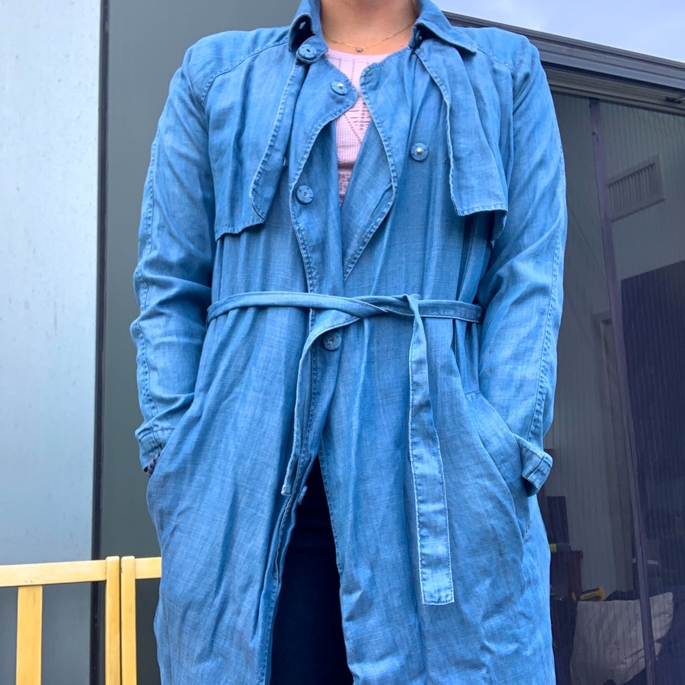 Anthropologie Denim Trench Coat